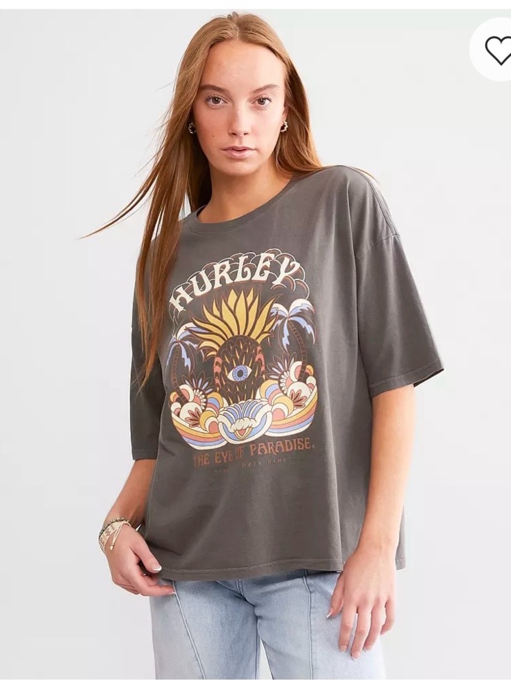 🆕 Women’s Hurley Eye Of Paradise Boyfriend T-Shirt. Size Large. NWT
